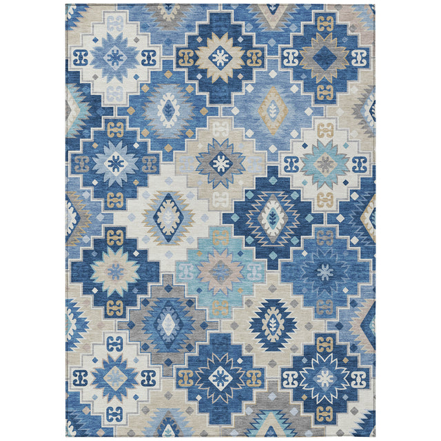 Addison Chantille ACN2123 Ethnic Machine Made Transitional Blue Rug