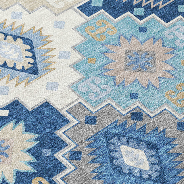 Addison Chantille ACN2123 Ethnic Machine Made Transitional Blue Rug