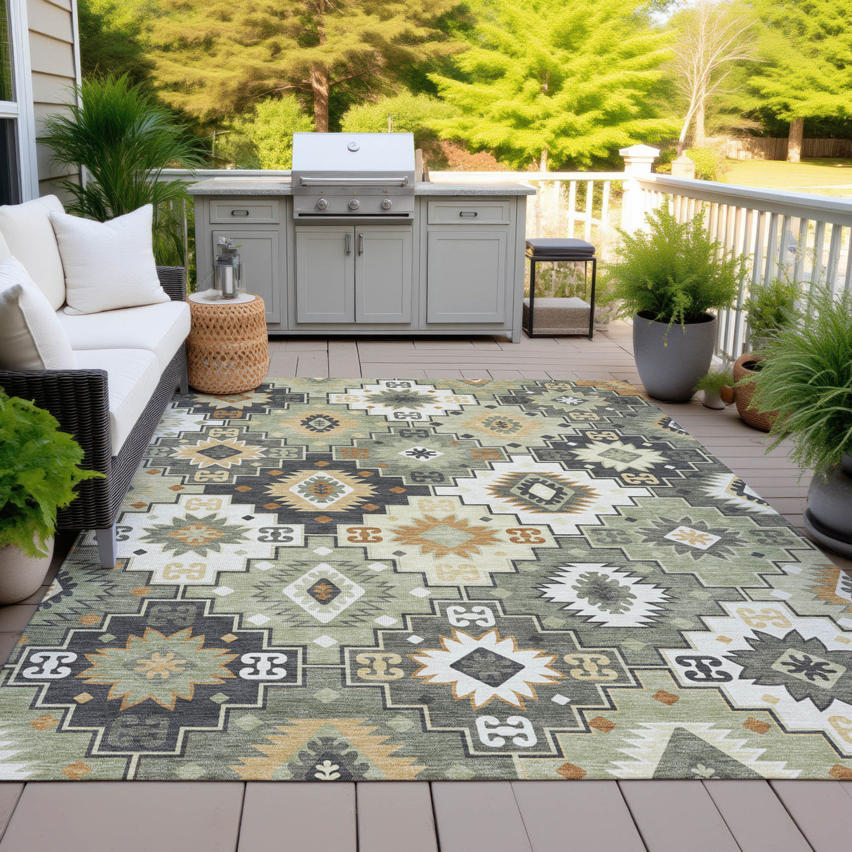 Addison Chantille ACN2123 Ethnic Machine Made Transitional Fern Rug
