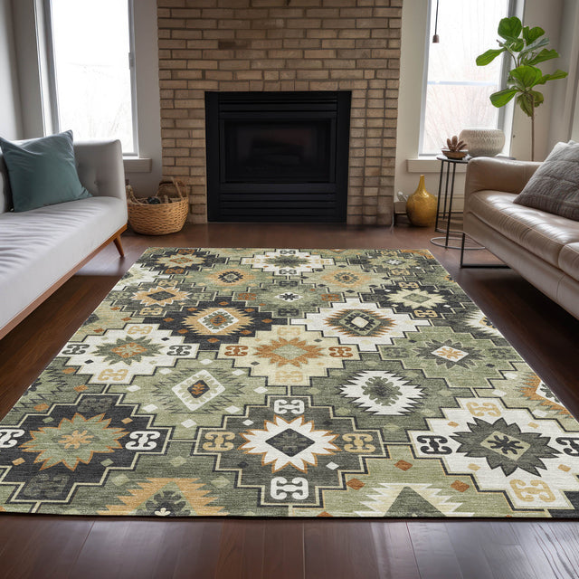 Addison Chantille ACN2123 Ethnic Machine Made Transitional Fern Rug