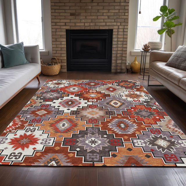 Addison Chantille ACN2123 Ethnic Machine Made Transitional Paprika Rug