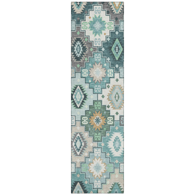 Addison Chantille ACN2123 Ethnic Machine Made Transitional Teal Rug