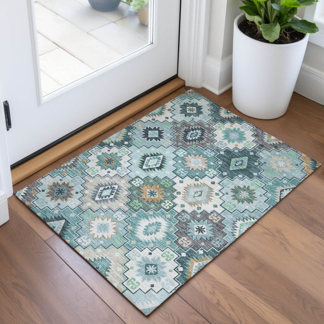 Addison Chantille ACN2123 Ethnic Machine Made Transitional Teal Rug