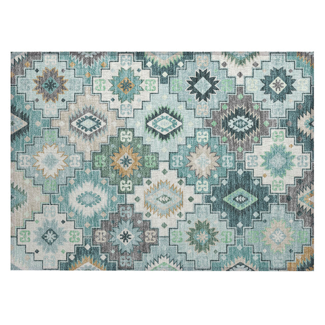 Addison Chantille ACN2123 Ethnic Machine Made Transitional Teal Rug