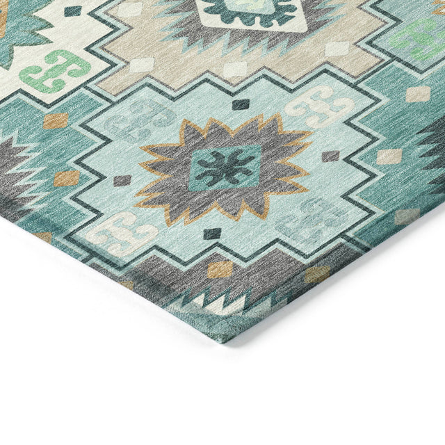 Addison Chantille ACN2123 Ethnic Machine Made Transitional Teal Rug