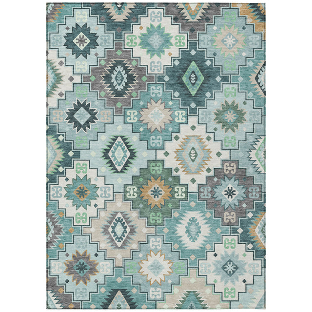 Addison Chantille ACN2123 Ethnic Machine Made Transitional Teal Rug