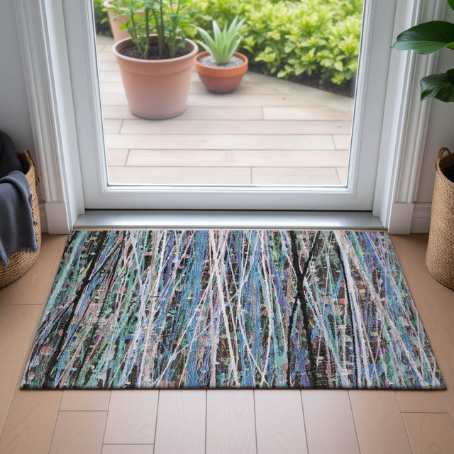 Addison Chantille ACN2125 Stripes Machine Made Transitional Blue Rug