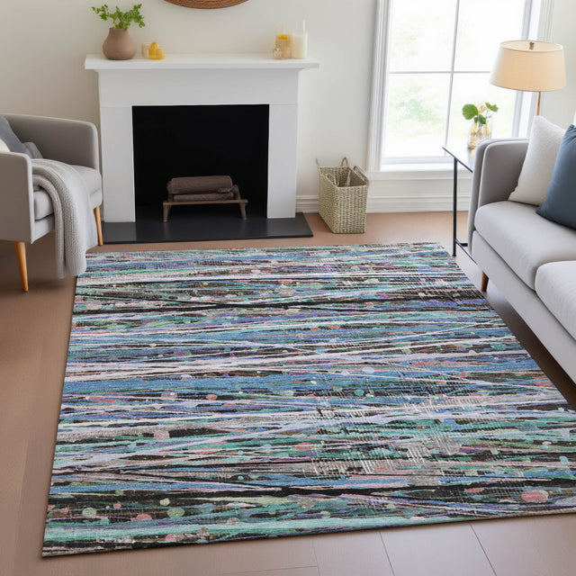 Addison Chantille ACN2125 Stripes Machine Made Transitional Blue Rug