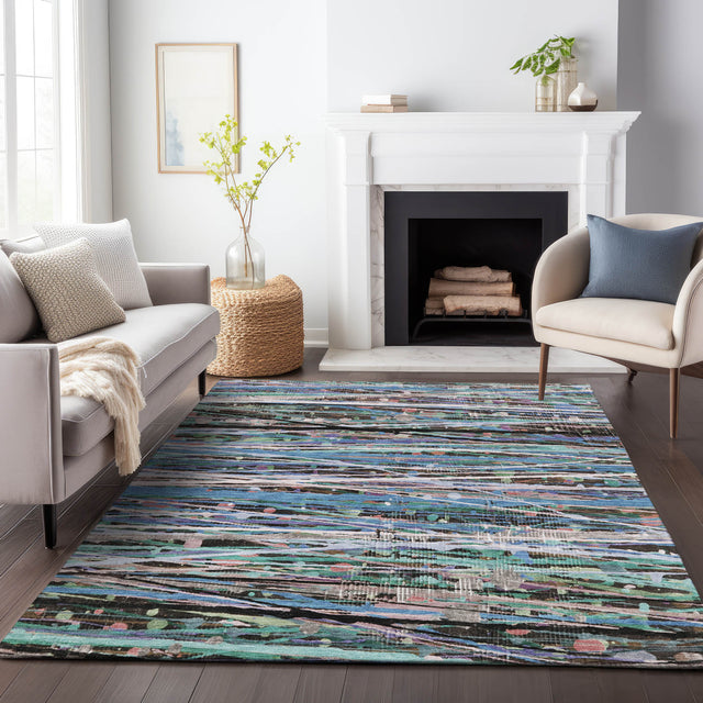 Addison Chantille ACN2125 Stripes Machine Made Transitional Blue Rug