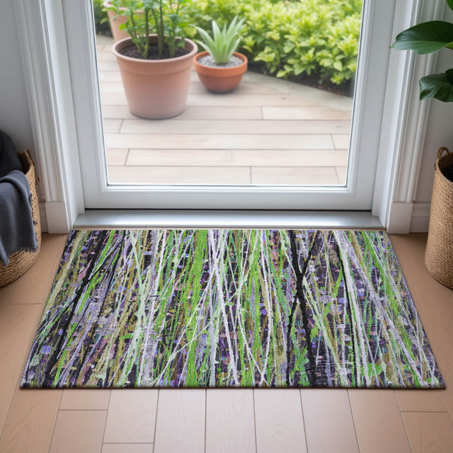 Addison Chantille ACN2125 Stripes Machine Made Transitional Green Rug