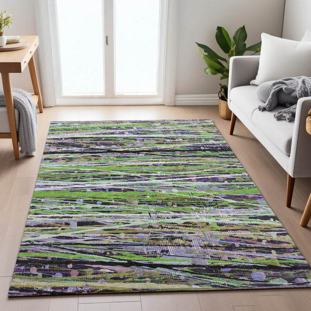 Addison Chantille ACN2125 Stripes Machine Made Transitional Green Rug