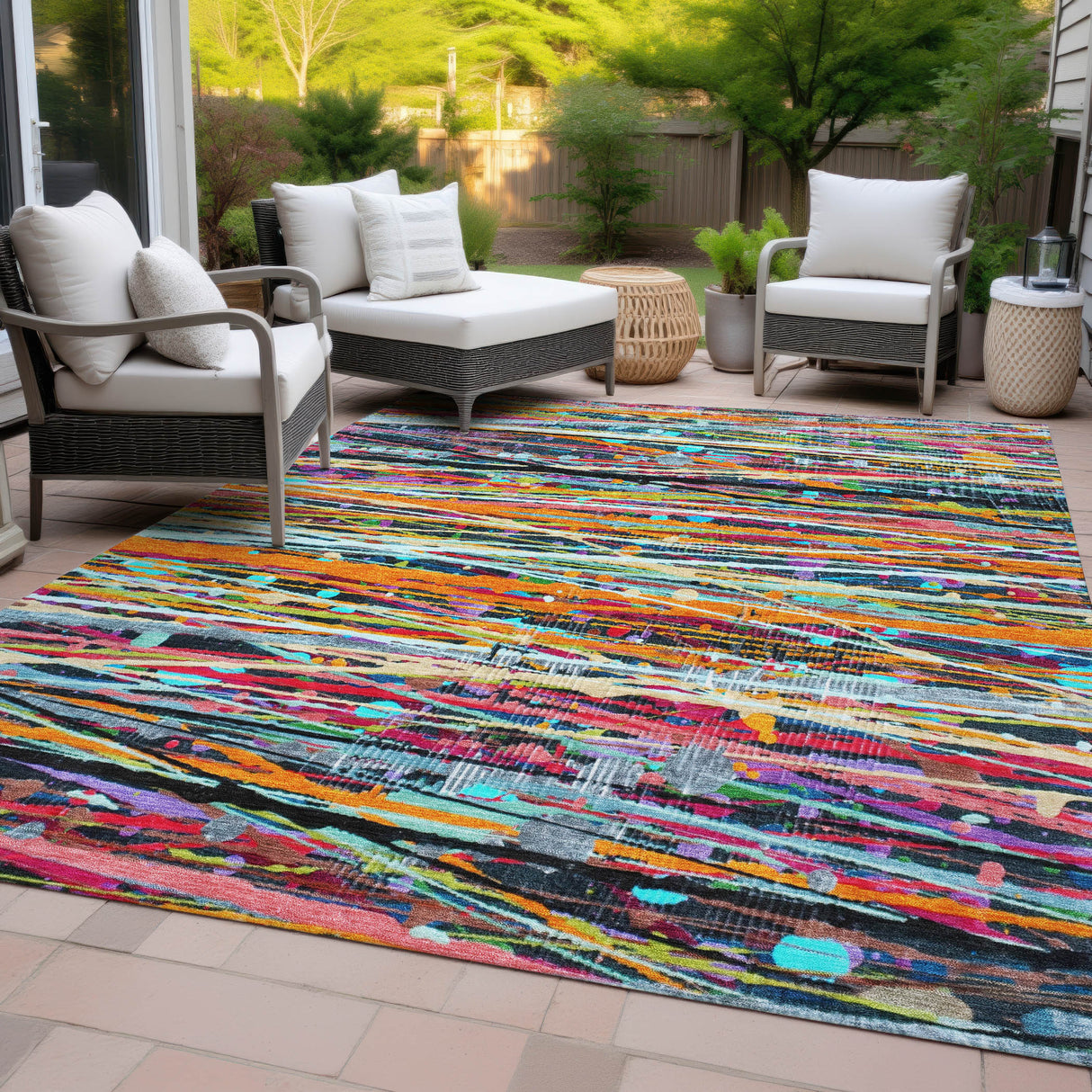 Addison Chantille ACN2125 Stripes Machine Made Transitional Orange Rug