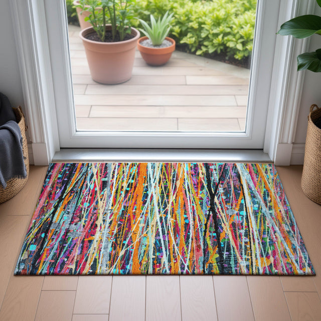 Addison Chantille ACN2125 Stripes Machine Made Transitional Orange Rug