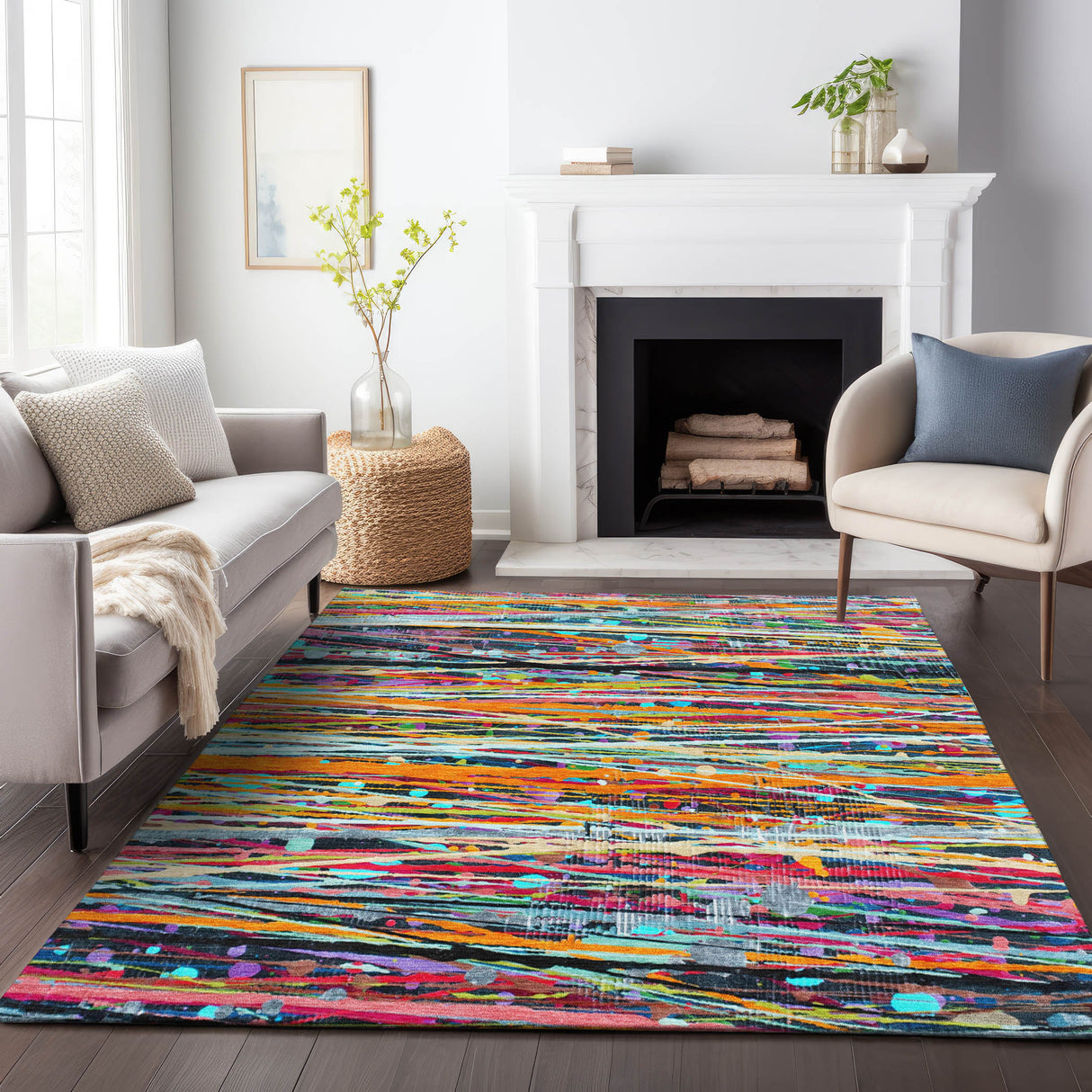 Addison Chantille ACN2125 Stripes Machine Made Transitional Orange Rug