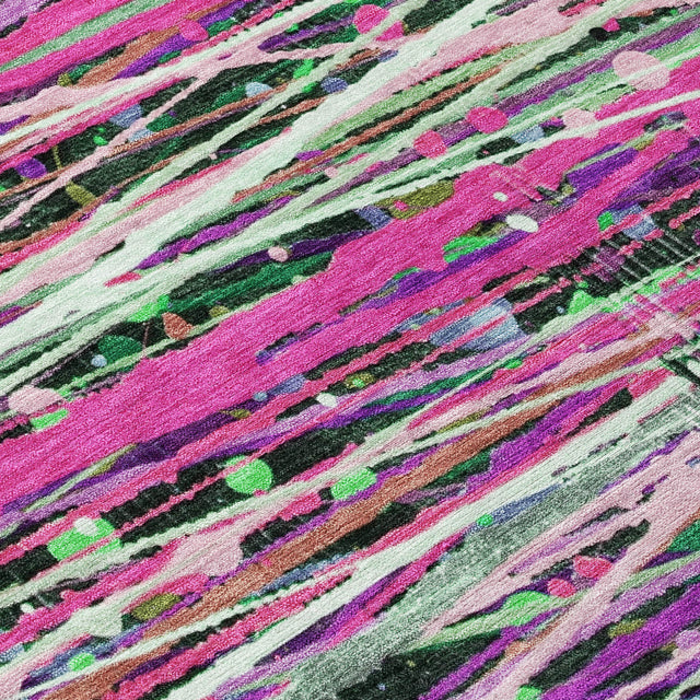 Addison Chantille ACN2125 Stripes Machine Made Transitional Pink Rug