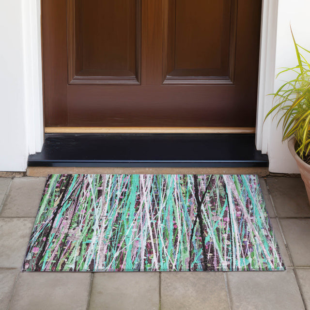 Addison Chantille ACN2125 Stripes Machine Made Transitional Teal Rug