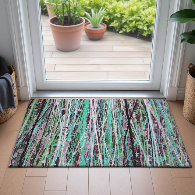 Addison Chantille ACN2125 Stripes Machine Made Transitional Teal Rug