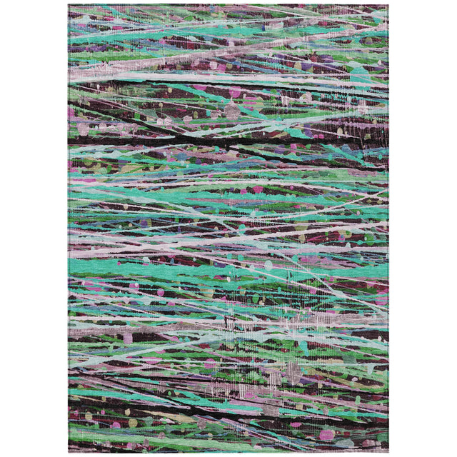 Addison Chantille ACN2125 Stripes Machine Made Transitional Teal Rug