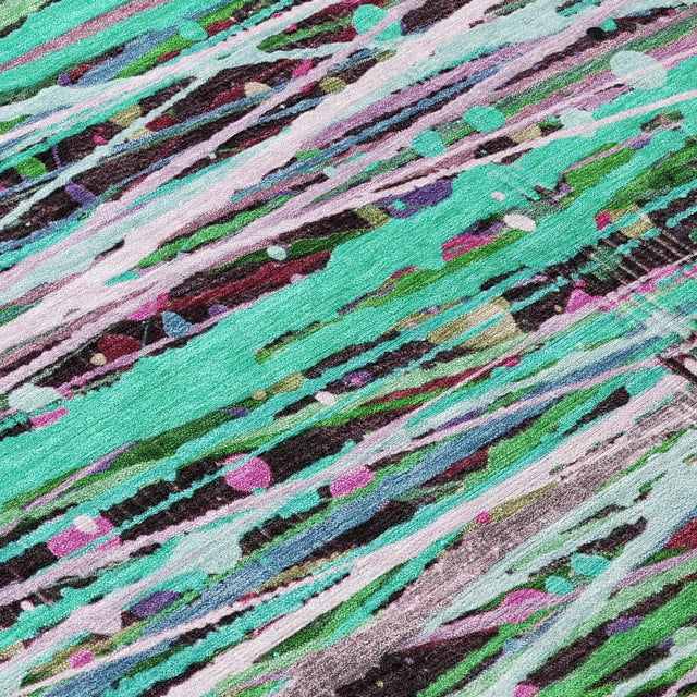 Addison Chantille ACN2125 Stripes Machine Made Transitional Teal Rug