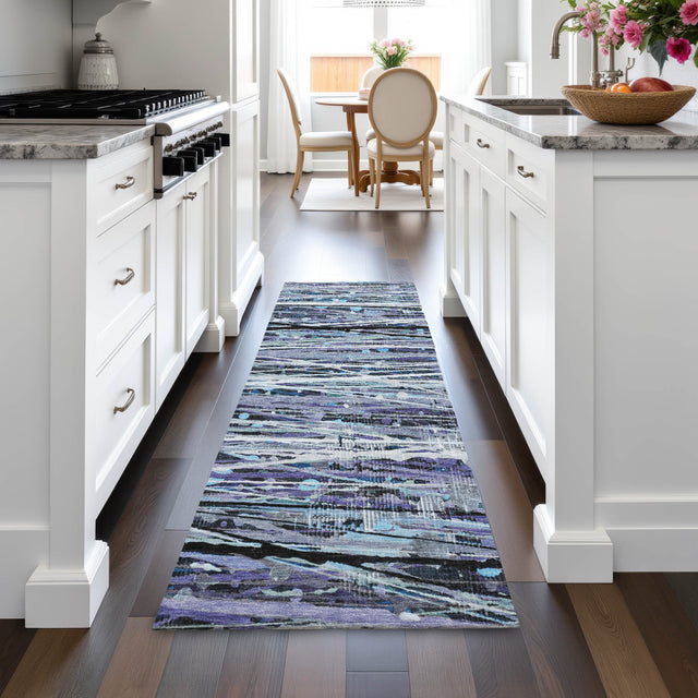 Addison Chantille ACN2126 Stripes Machine Made Transitional Purple Rug