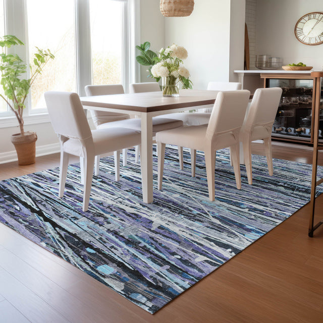 Addison Chantille ACN2126 Stripes Machine Made Transitional Purple Rug