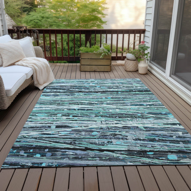 Addison Chantille ACN2126 Stripes Machine Made Transitional Teal Rug
