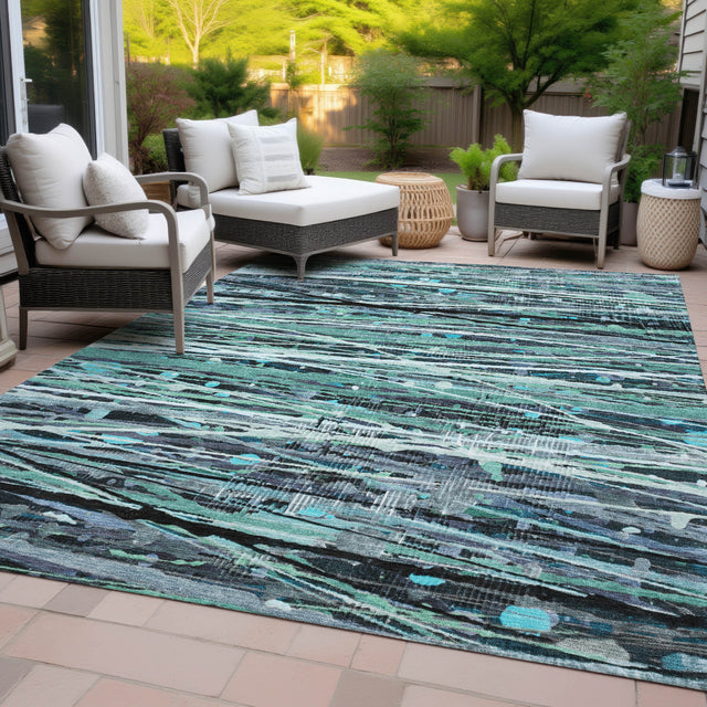 Addison Chantille ACN2126 Stripes Machine Made Transitional Teal Rug