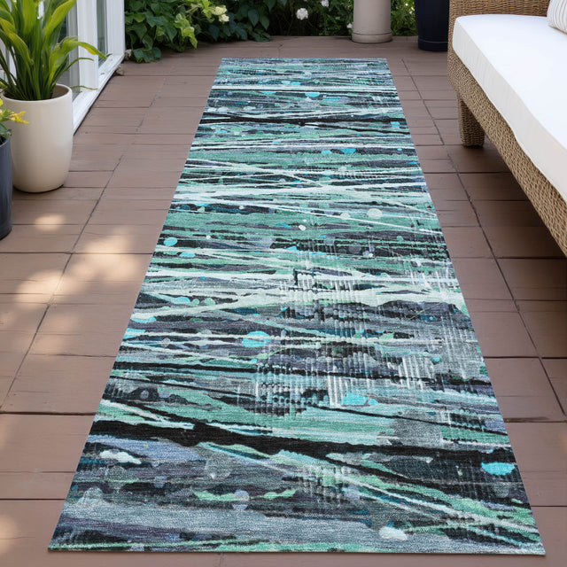 Addison Chantille ACN2126 Stripes Machine Made Transitional Teal Rug