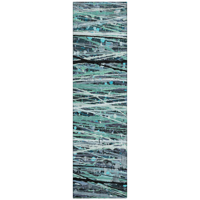 Addison Chantille ACN2126 Stripes Machine Made Transitional Teal Rug