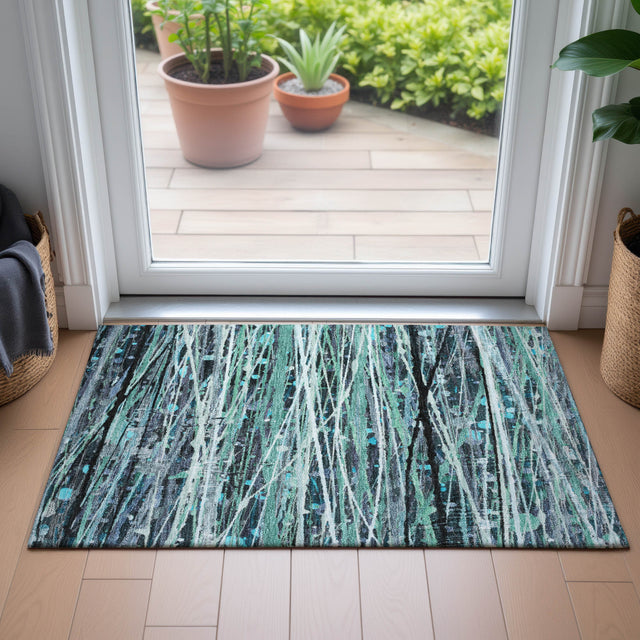 Addison Chantille ACN2126 Stripes Machine Made Transitional Teal Rug