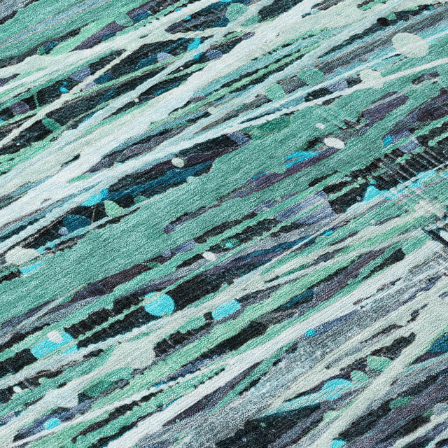 Addison Chantille ACN2126 Stripes Machine Made Transitional Teal Rug