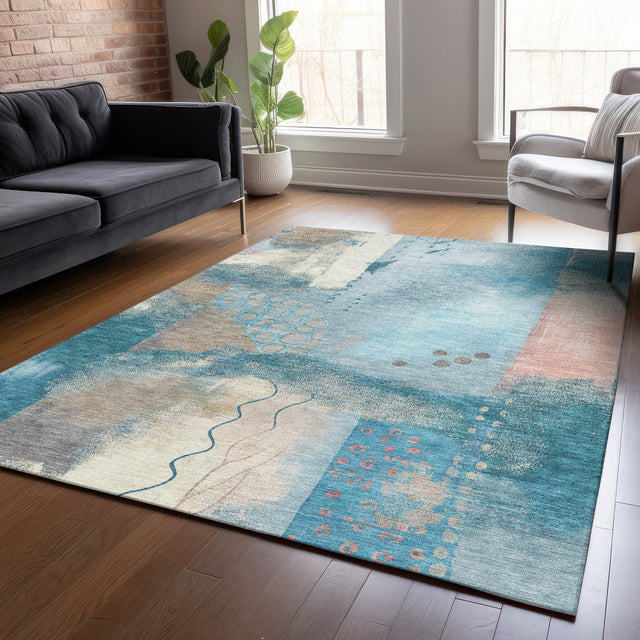Addison Chantille ACN2127 Modern Machine Made Transitional Teal Rug