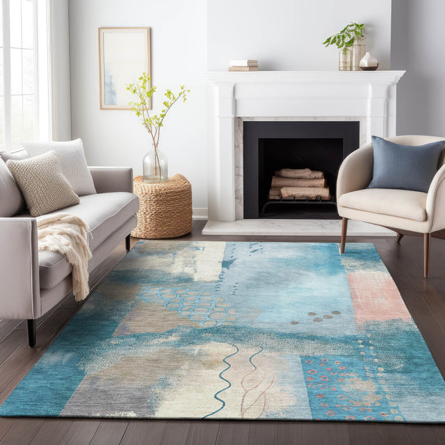 Addison Chantille ACN2127 Modern Machine Made Transitional Teal Rug
