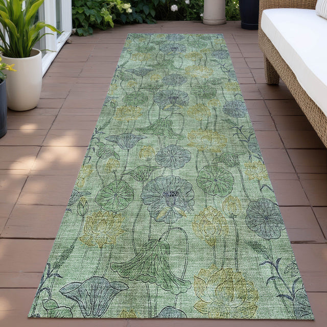 Addison Chantille ACN2128 Floral Machine Made Transitional Aloe Rug