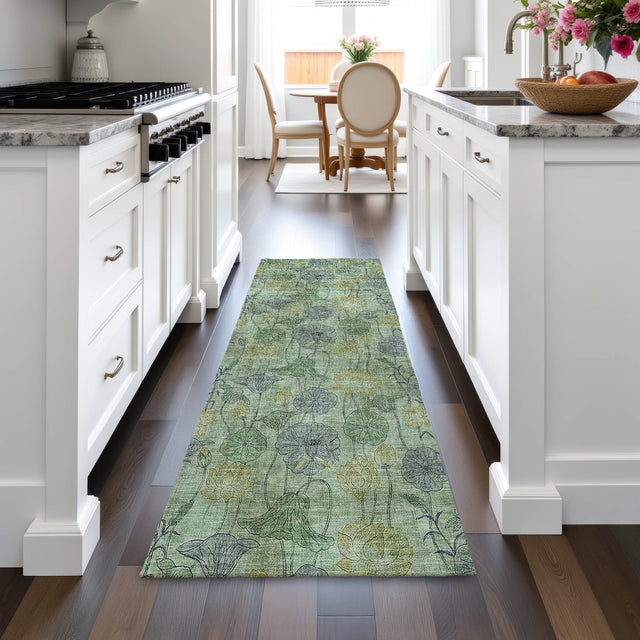 Addison Chantille ACN2128 Floral Machine Made Transitional Aloe Rug