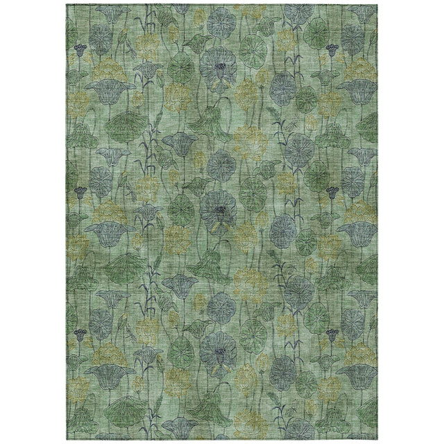 Addison Chantille ACN2128 Floral Machine Made Transitional Aloe Rug
