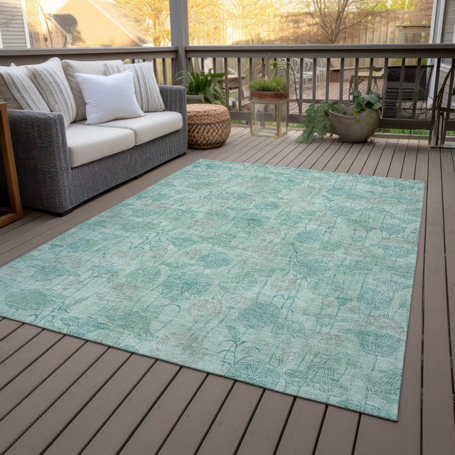 Addison Chantille ACN2128 Floral Machine Made Transitional Aqua Rug