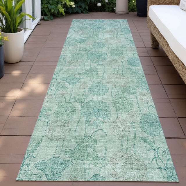 Addison Chantille ACN2128 Floral Machine Made Transitional Aqua Rug
