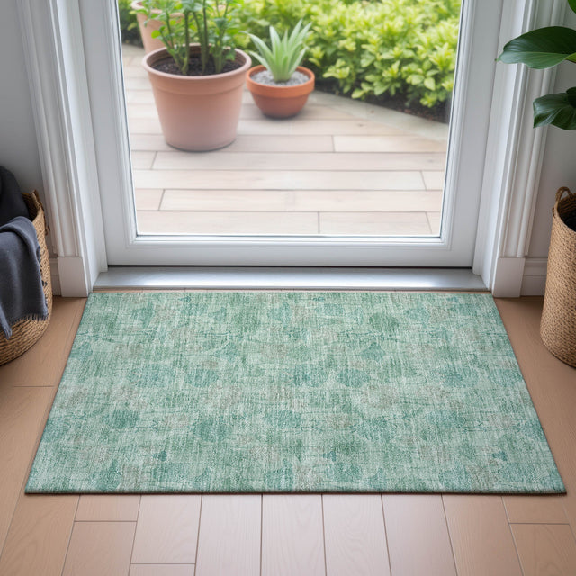 Addison Chantille ACN2128 Floral Machine Made Transitional Aqua Rug