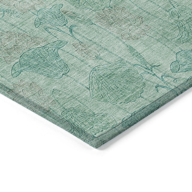 Addison Chantille ACN2128 Floral Machine Made Transitional Aqua Rug