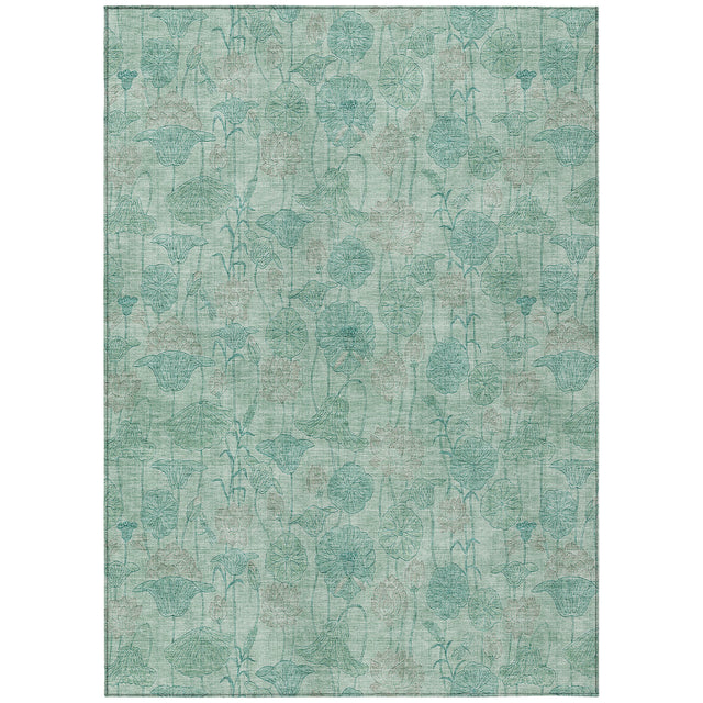 Addison Chantille ACN2128 Floral Machine Made Transitional Aqua Rug