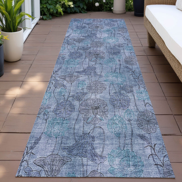 Addison Chantille ACN2128 Floral Machine Made Transitional Blue Rug