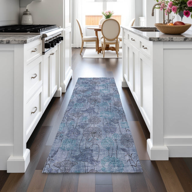 Addison Chantille ACN2128 Floral Machine Made Transitional Blue Rug