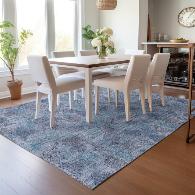 Addison Chantille ACN2128 Floral Machine Made Transitional Blue Rug