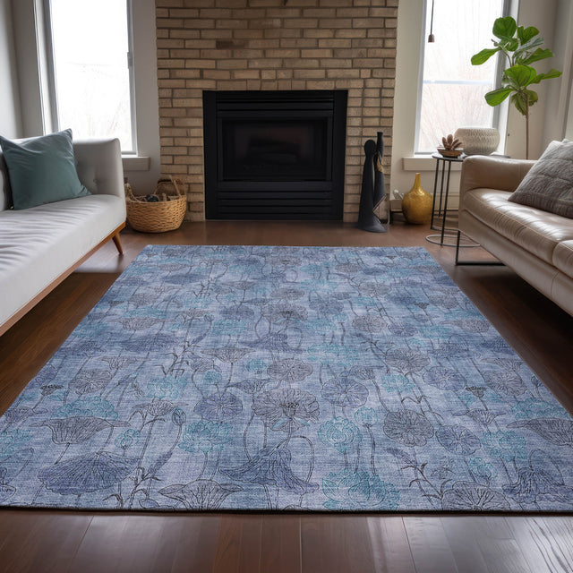 Addison Chantille ACN2128 Floral Machine Made Transitional Blue Rug