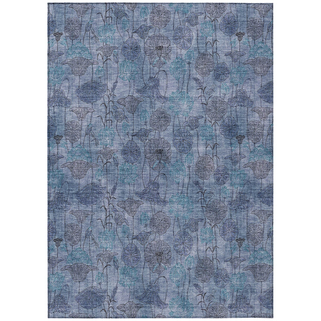 Addison Chantille ACN2128 Floral Machine Made Transitional Blue Rug