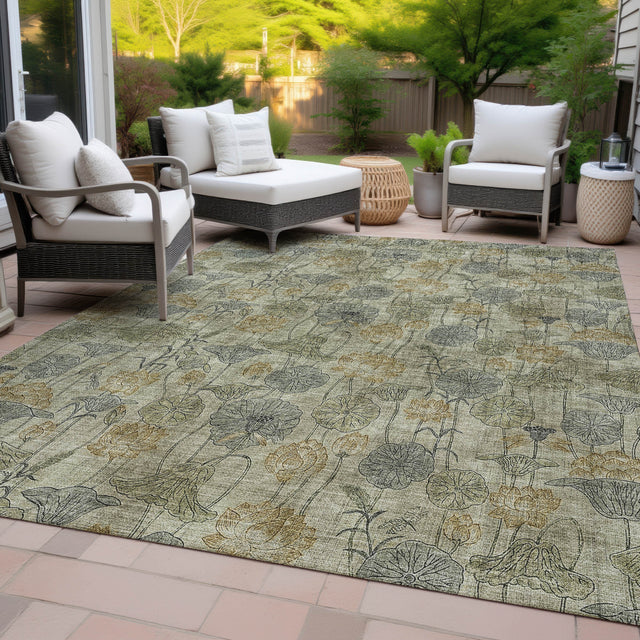 Addison Chantille ACN2128 Floral Machine Made Transitional Khaki Rug