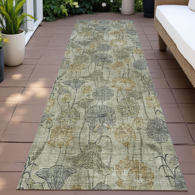Addison Chantille ACN2128 Floral Machine Made Transitional Khaki Rug