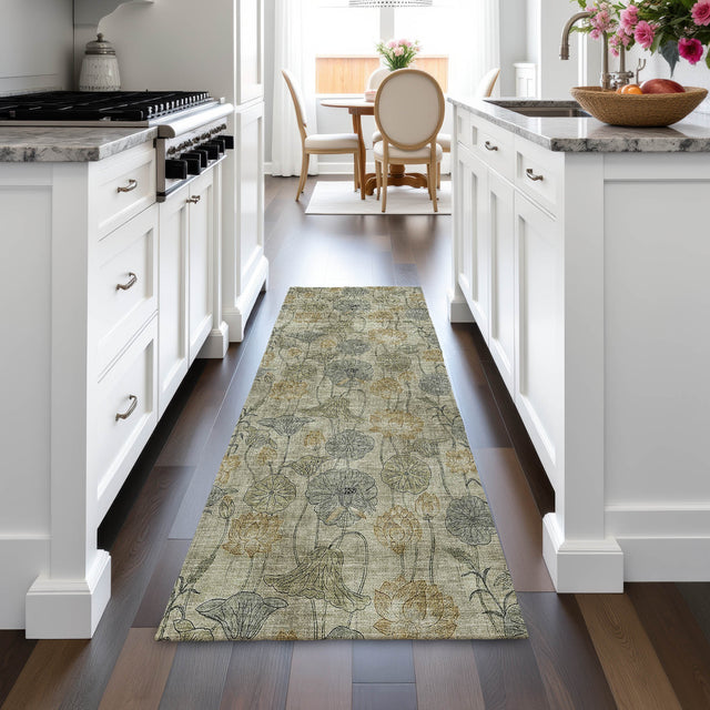 Addison Chantille ACN2128 Floral Machine Made Transitional Khaki Rug