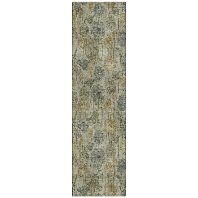 Addison Chantille ACN2128 Floral Machine Made Transitional Khaki Rug